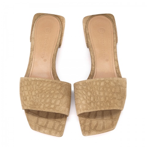 Karmelowe skórzane klapki 5ADKRIS9823L