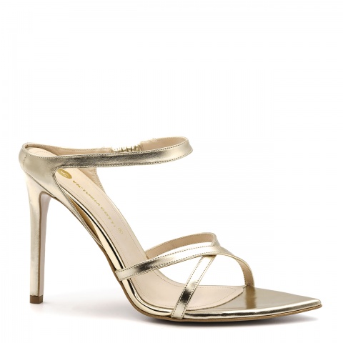 Złote skórzane klapki 5AD001812624L