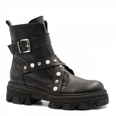 Czarne skórzane botki 5ADVG92623Z