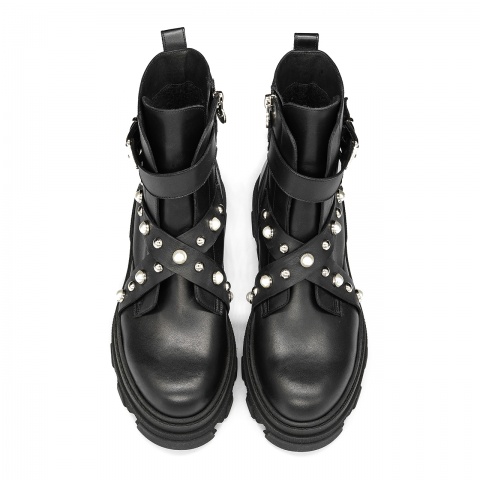 Czarne skórzane botki 5ADVG92623Z