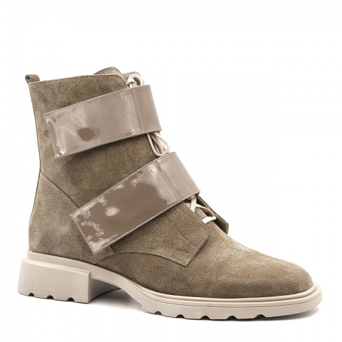 Beżowe welurowe botki 5ADKRIS42123Z