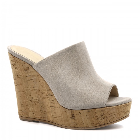 Beżowe klapki na koturnie 5ADST0181124L