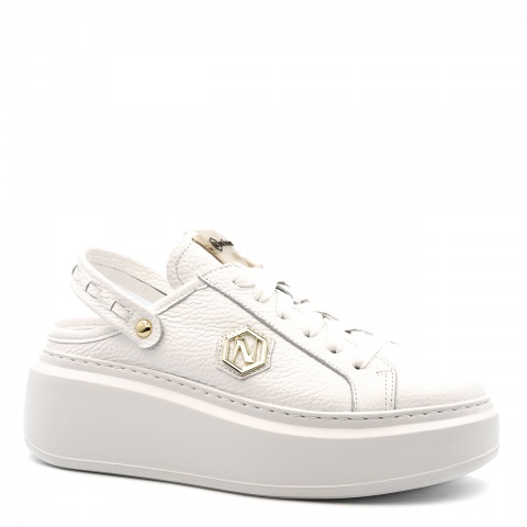 Białe skórzane sneakersy bez pięty 237E