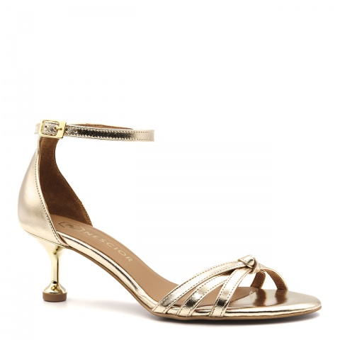 Złote sandały z szerokim flekiem 23F