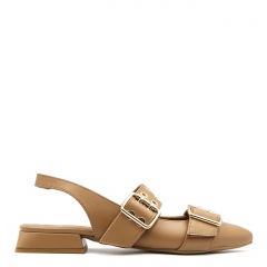 Karmelowe skórzane półbuty slingback 253V