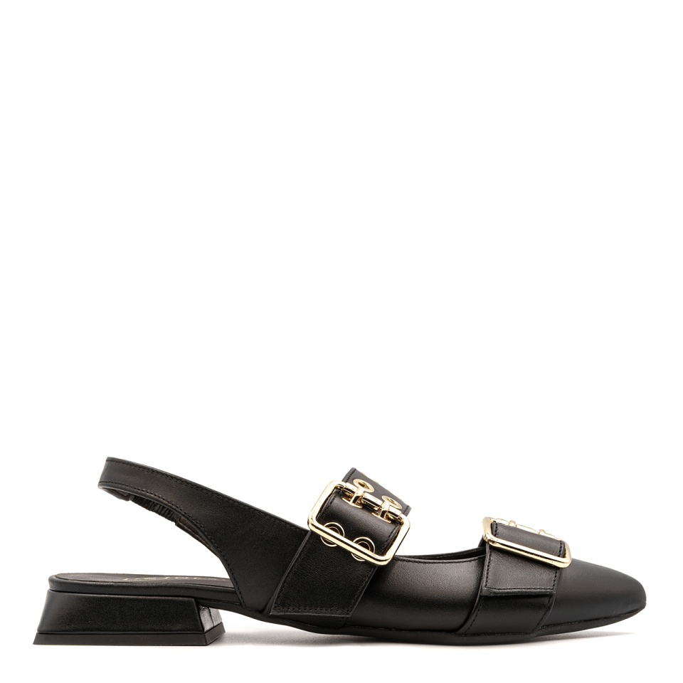 Czarne skórzane półbuty slingback 253V