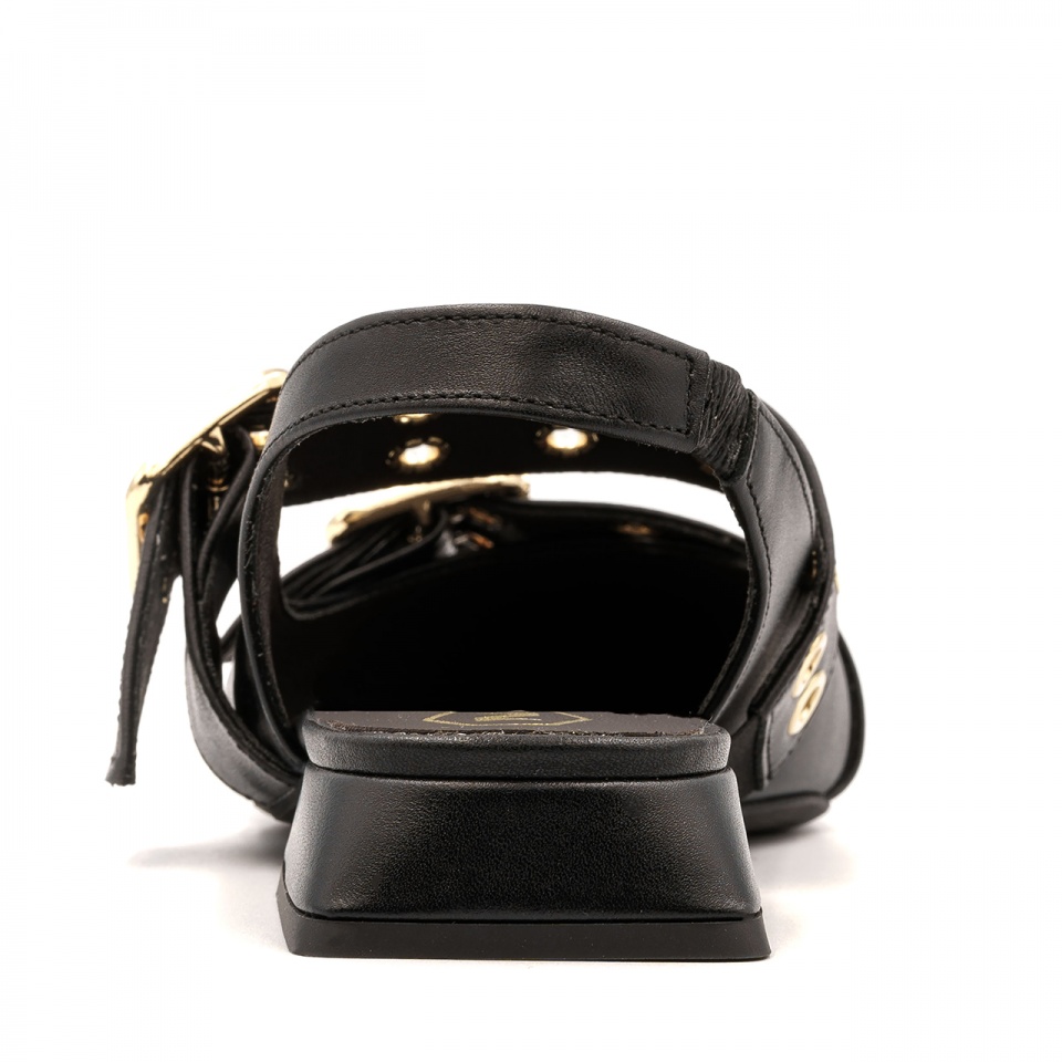 Czarne skórzane półbuty slingback 253V