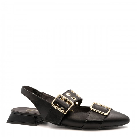 Czarne skórzane półbuty slingback 253V