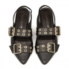 Czarne skórzane półbuty slingback 253V