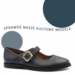 Granatowe skórzane półbuty z zapięciem 207W
