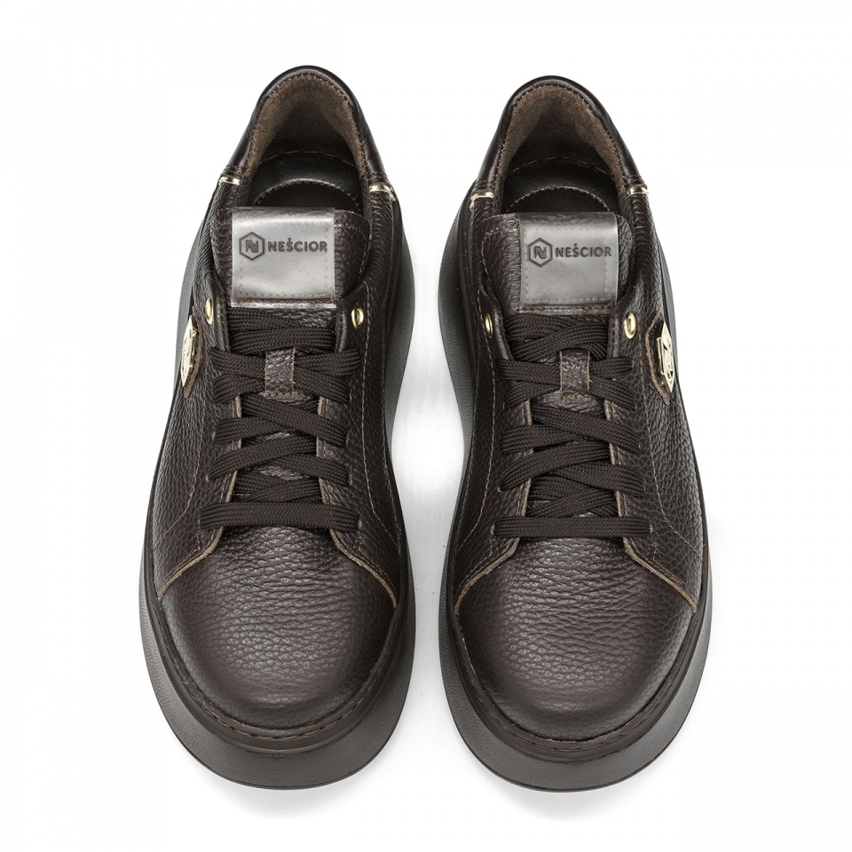 Brązowe sznurowane sneakersy 237H