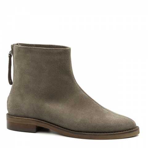 Kawowe welurowe botki z suwakiem z tyłu 297E