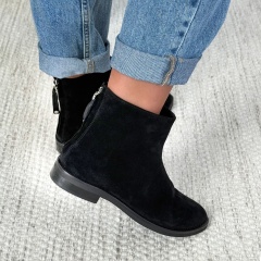 Czarne welurowe botki z suwakiem z tyłu 297E