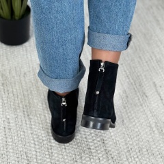 Czarne welurowe botki z suwakiem z tyłu 297E