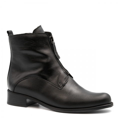 Czarne skórzane sztyblety z zamkami 7SM8028A