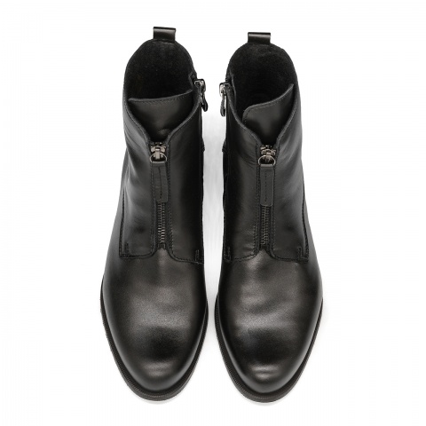 Czarne skórzane sztyblety z zamkami 7SM8028A