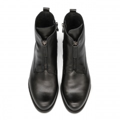 Czarne skórzane botki z zamkami 7SM8028A