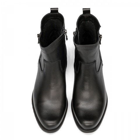 Czarne sk&oacute;rzane botki 7SM8027A