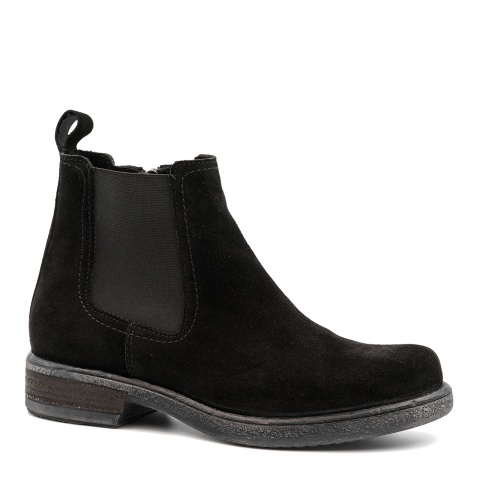 Czarne welurowe botki z gumą i zamkiem 7SM6315A