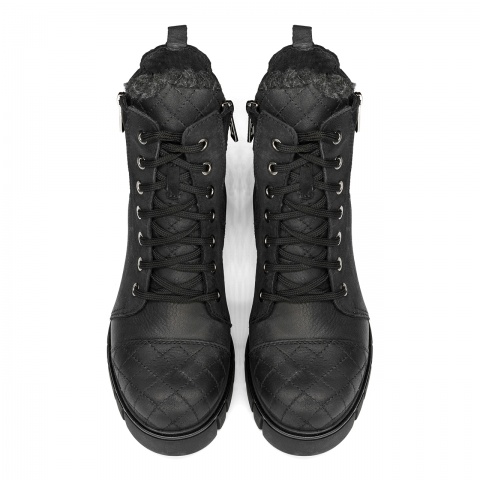 Czarne nubukowe botki z zamkiem 7SM0828A