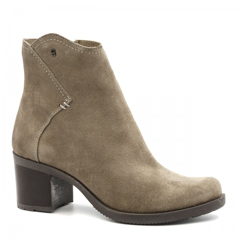 Beżowe welurowe klasyczne botki 7SM6387A