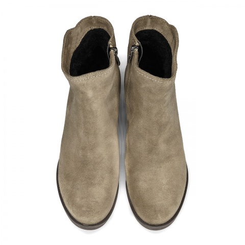 Beżowe welurowe klasyczne botki 7SM6387A