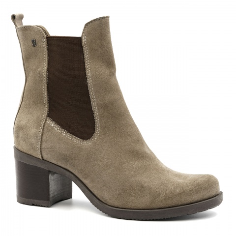 Beżowe welurowe klasyczne botki 7SM6372A