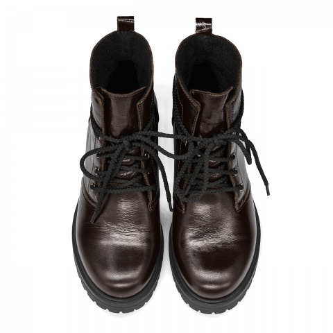 Brązowe skórzane botki wiązane 7SM3162A