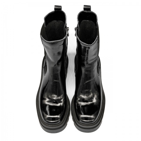 Czarne botki na grubym spodzie 7SM6361A