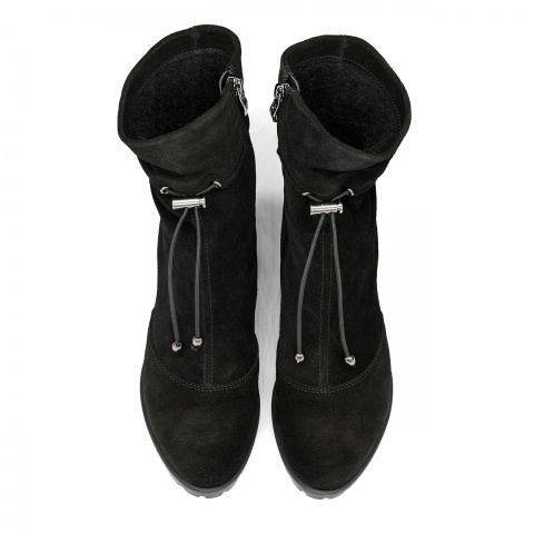 Czarne welurowe botki ze ściągaczem 7SM6370A