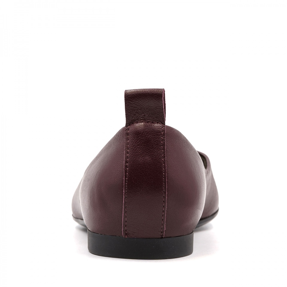 Bordowe skórzane klasyczne baleriny 229F
