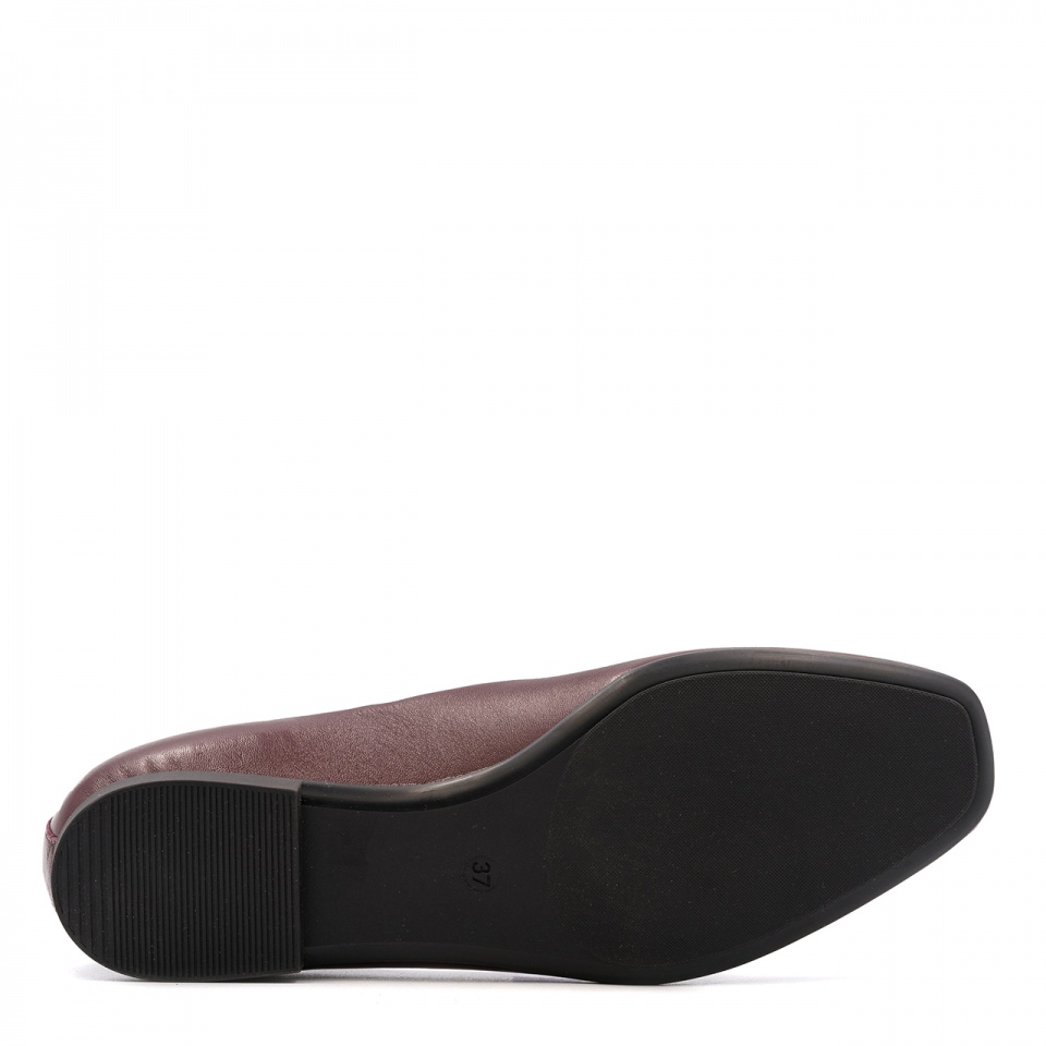 Bordowe skórzane klasyczne baleriny 229F