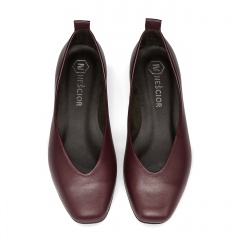 Bordowe skórzane klasyczne baleriny 229F
