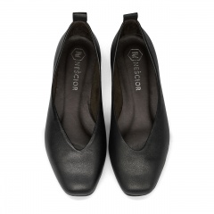 Czarne skórzane klasyczne baleriny 229F