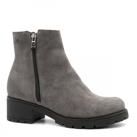 Szare welurowe botki z zamkiem 7SM1597A