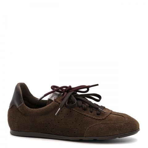 Czekoladowe welurowe snakersy 291A