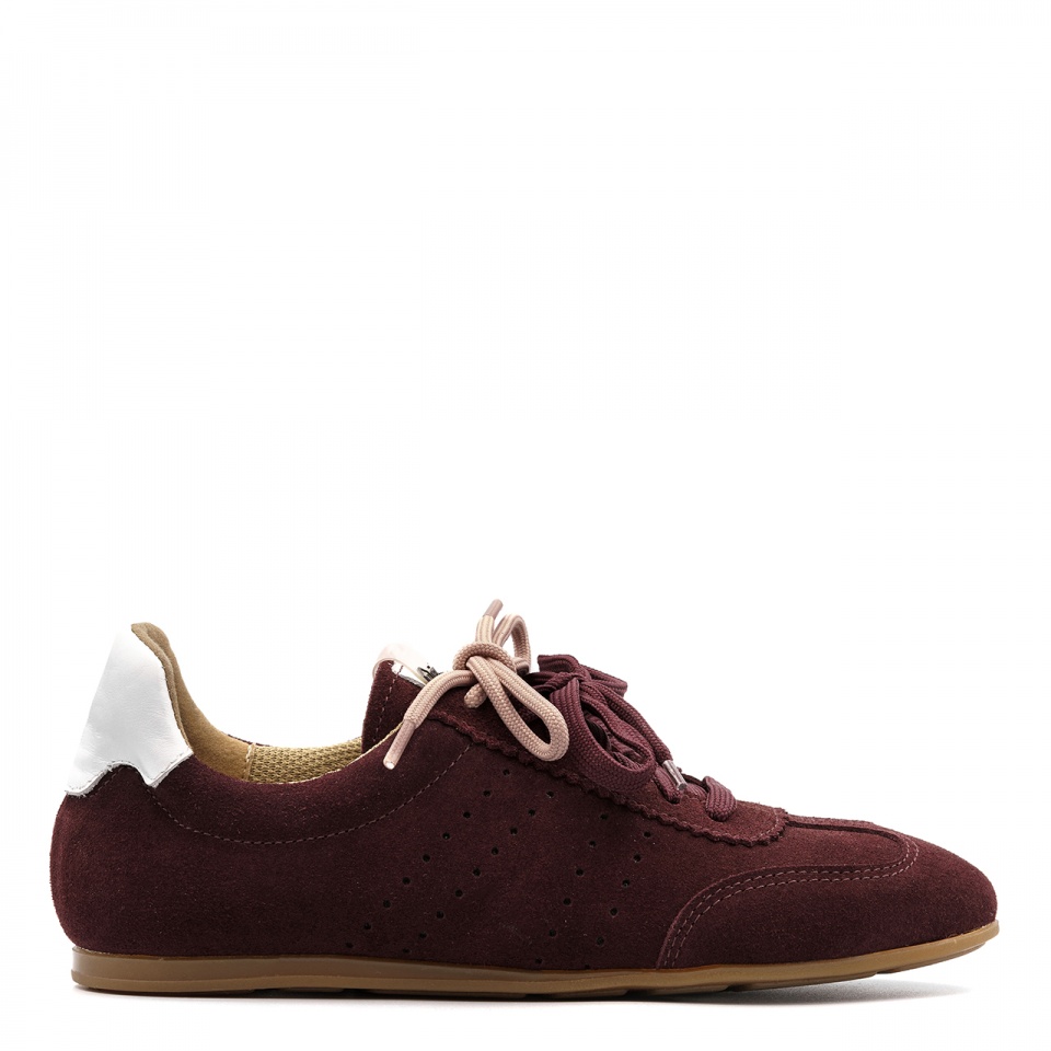 Bordowe welurowe sneakersy 291A