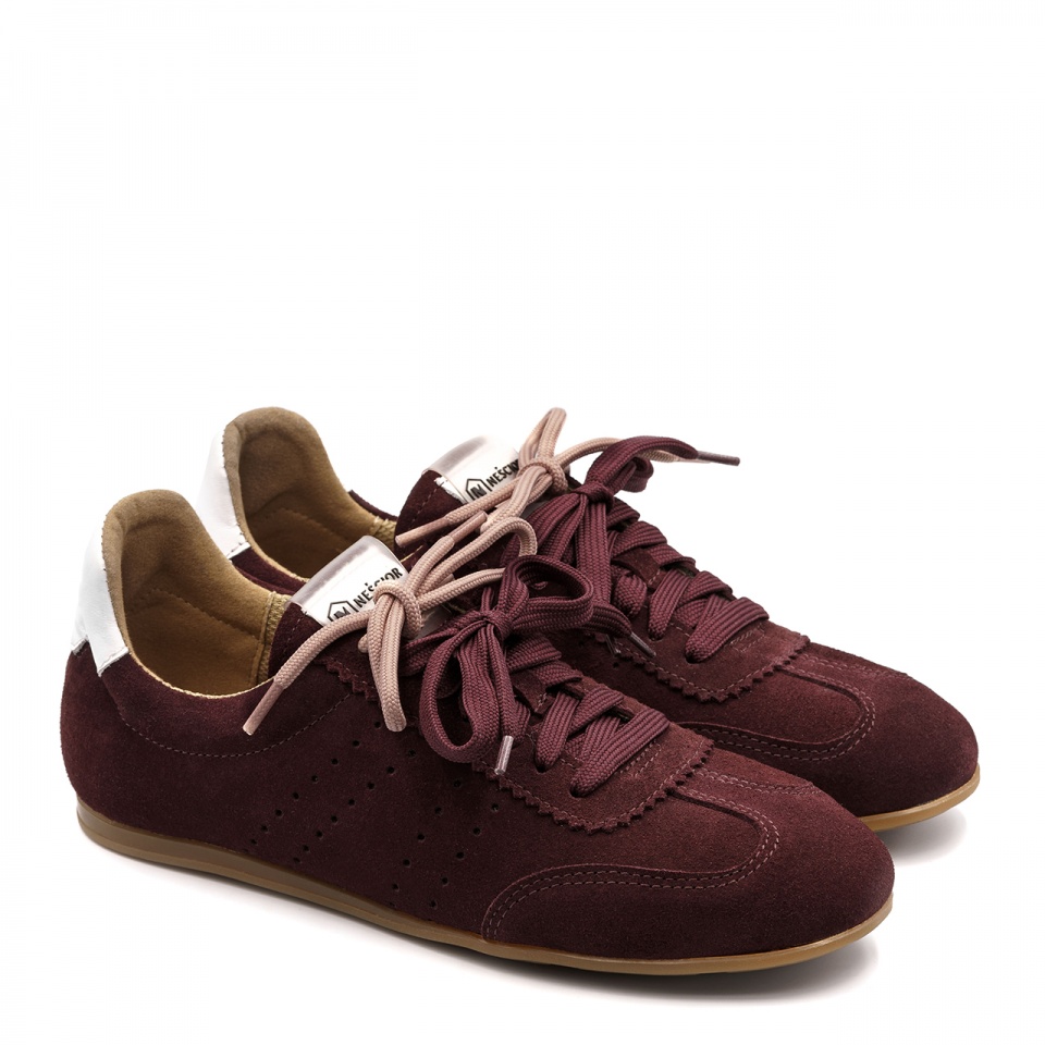 Bordowe welurowe sneakersy 291A