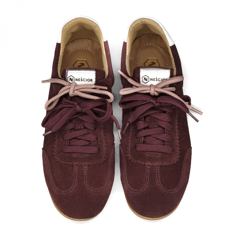 Bordowe welurowe sneakersy 291A