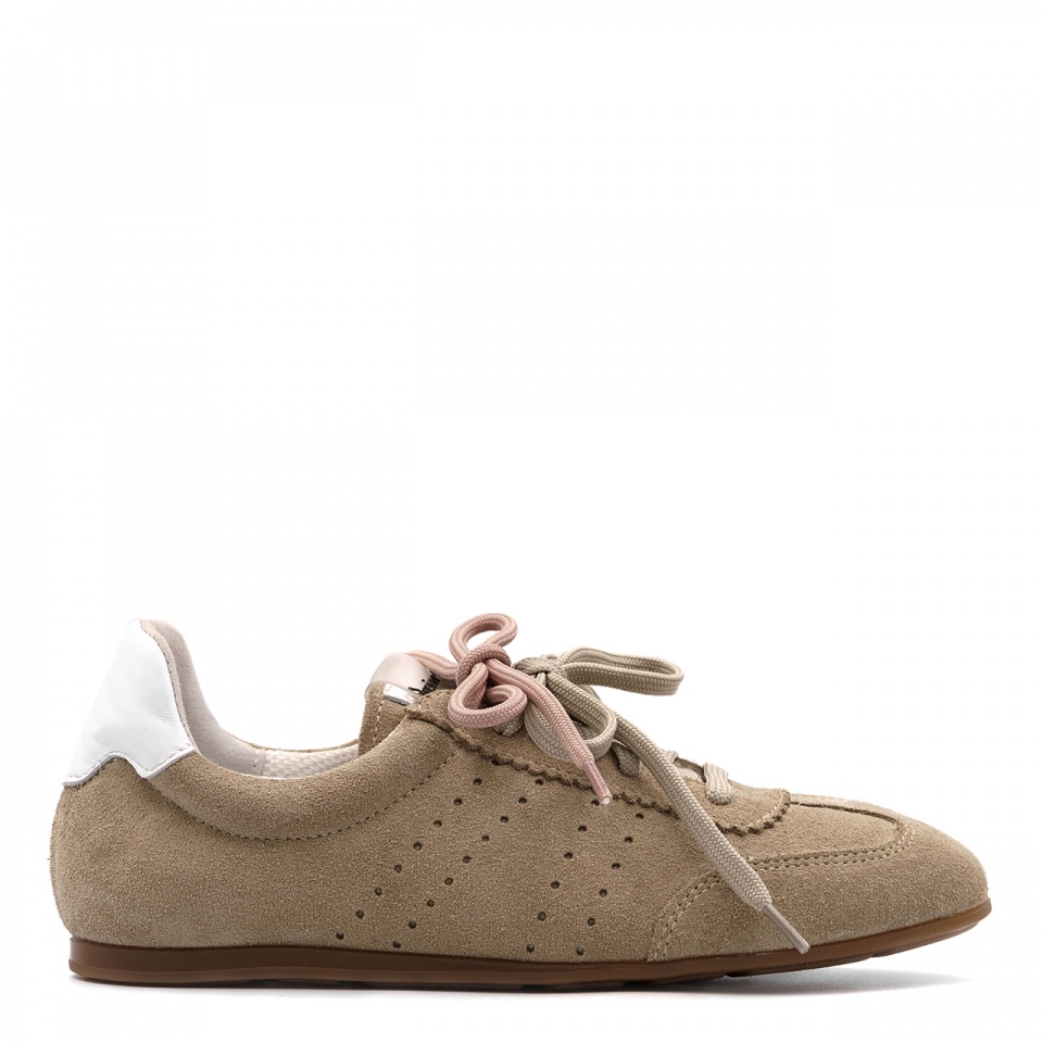 Beżowe welurowe sneakersy 291A