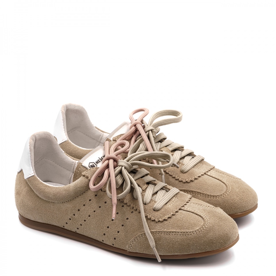 Beżowe welurowe sneakersy 291A