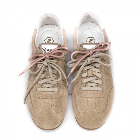 Beżowe welurowe sneakersy 291A