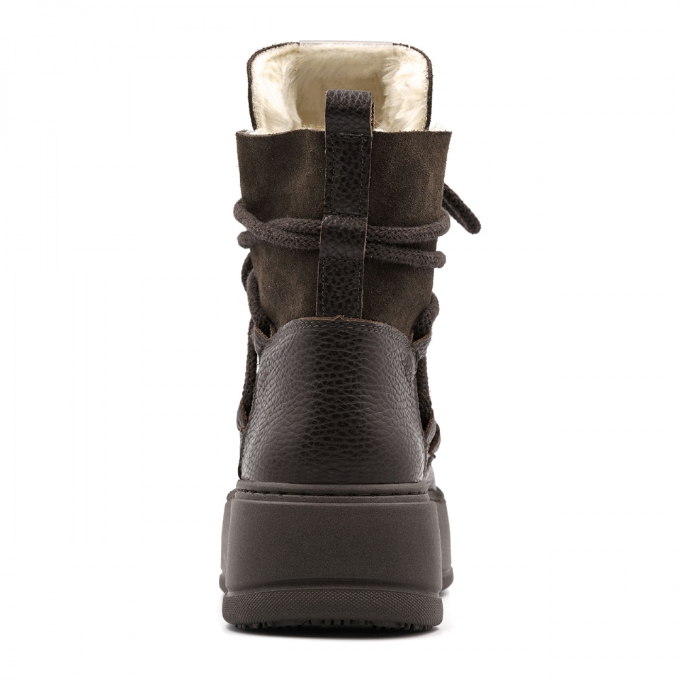 Ciemnobrązowe welurowe sznurowane botki 237S Ciemnobrązowe welurowe sznurowane botki 237S