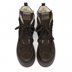 Ciemnobrązowe welurowe sznurowane botki 237S