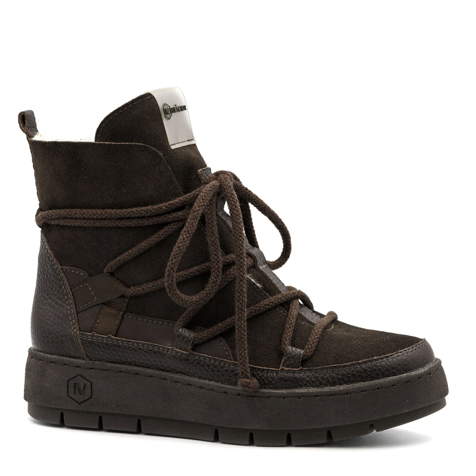 Ciemnobrązowe welurowe ocieplane botki 280S Ciemnobrązowe welurowe ocieplane botki 280S