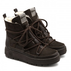 Ciemnobrązowe welurowe ocieplane botki 280S