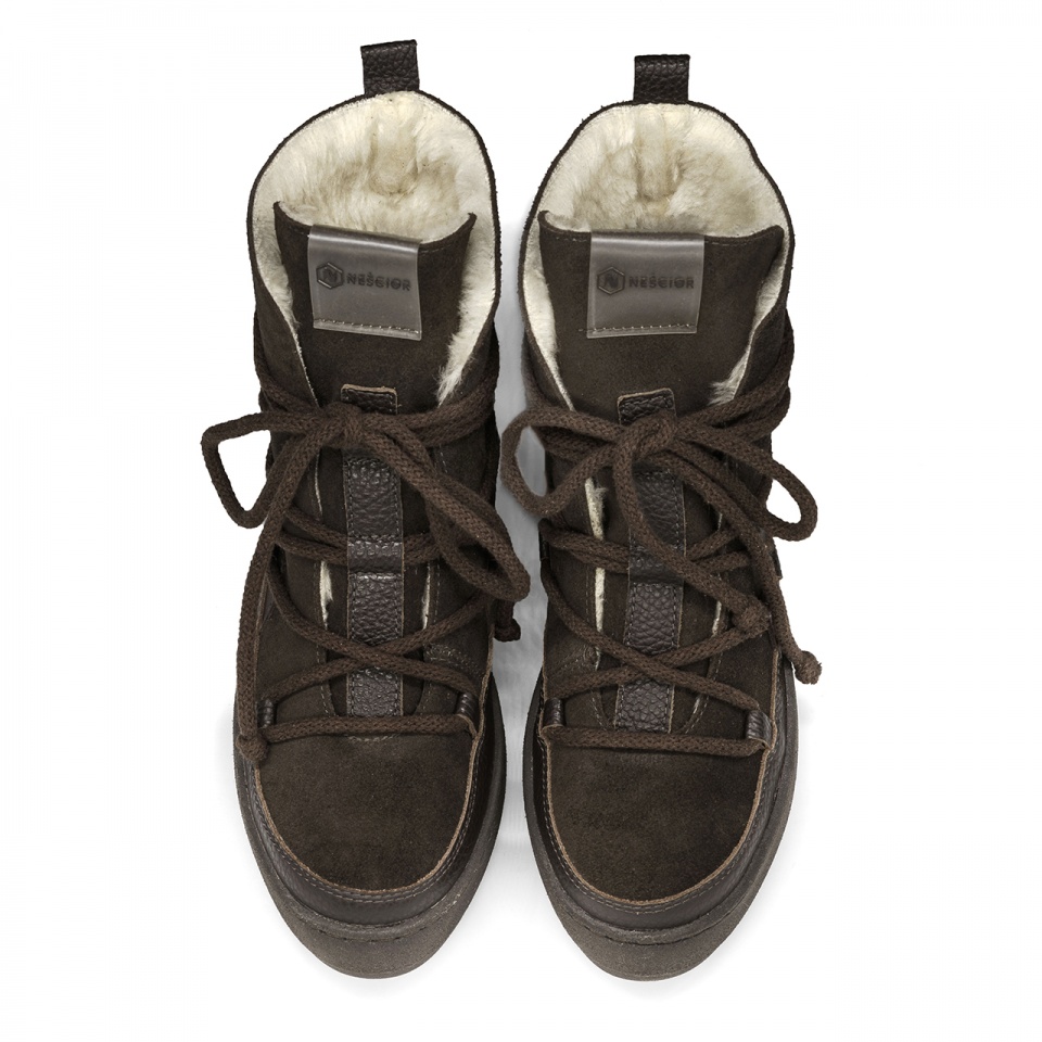 Ciemnobrązowe welurowe ocieplane botki 280S Ciemnobrązowe welurowe ocieplane botki 280S