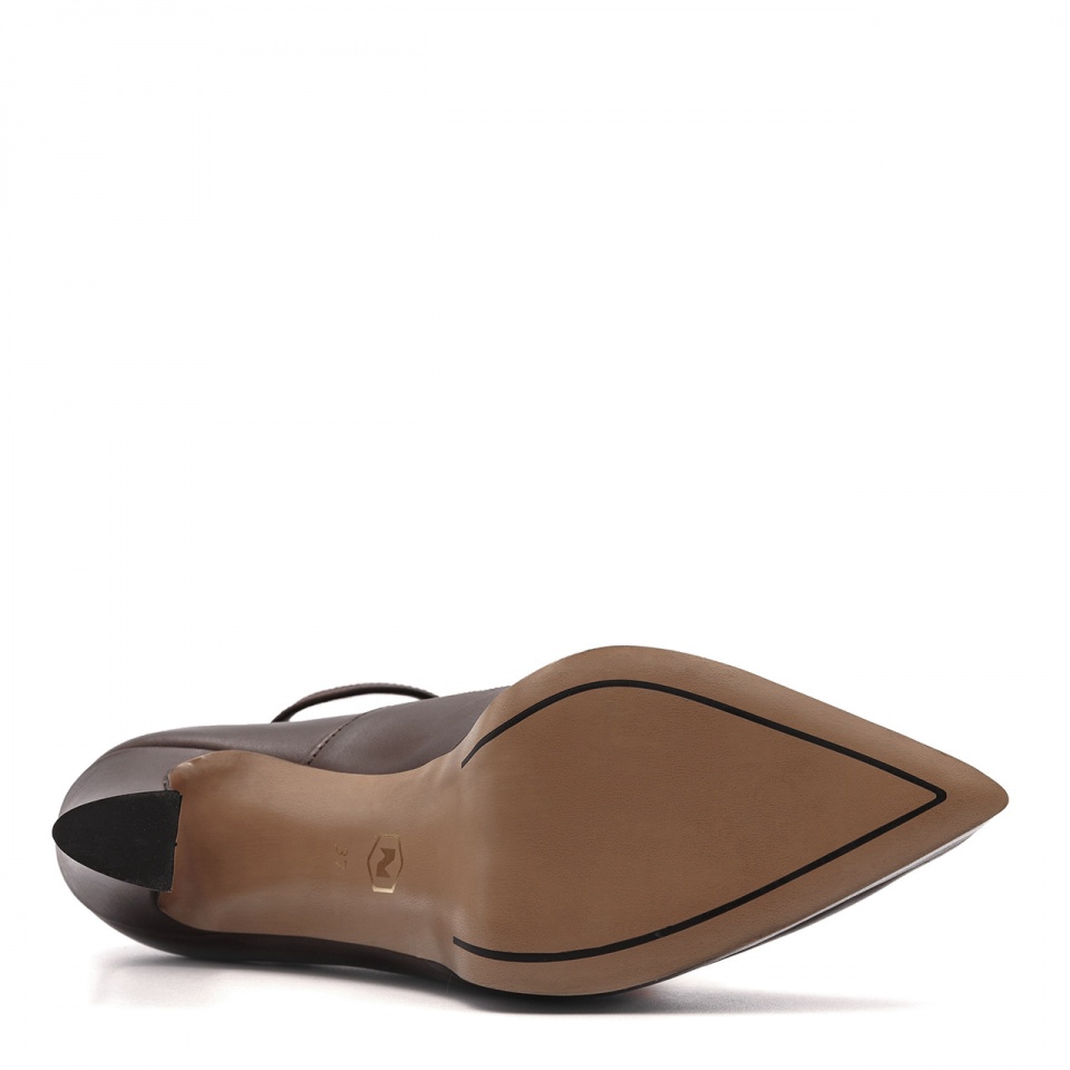 Brązowe skórzane czółenka na platformie 128A Brązowe skórzane czółenka na platformie 128A