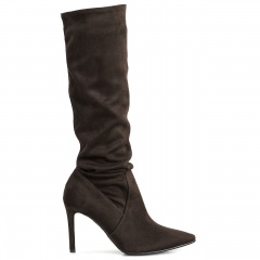 Brązowe kozaki na szpilce 107K