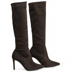 Brązowe kozaki na szpilce 107K